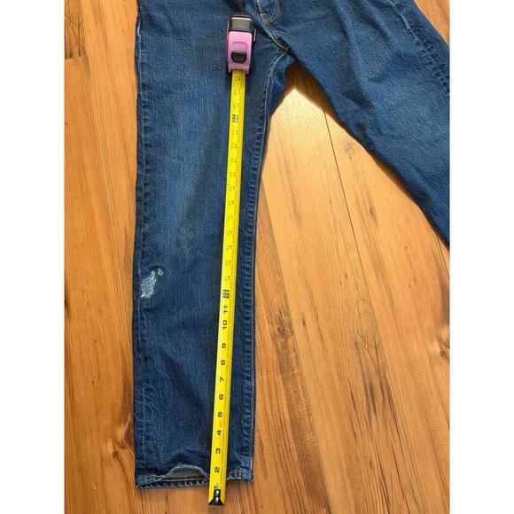 Levi’s Premium Blue Denim Jeans Straight Leg Paint Stain Distress Men’s 34 - Picture 2 of 6